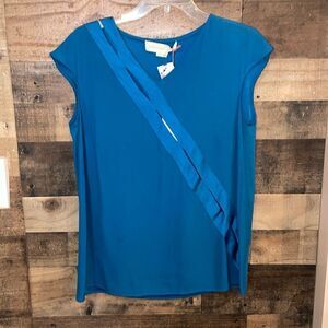 Stella McCartney Capri Blue Sleeveless Blouse with front cutouts, NWT